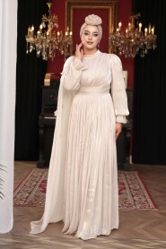 Modest Evening Dress - Cape Detailed Stone Modest Evening Dress 5394TAS - 3