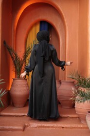 Modest Evening Dress - Draped Black Modest Evening Dress 62201S - 4