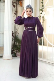 Modest Evening Dress - Draped Damson Modest Evening Dress 54041MU - 3