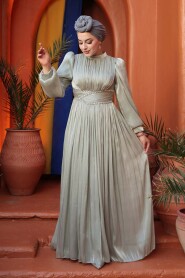 Modest Evening Dress - Draped Mint Modest Evening Dress 54041MINT - 2