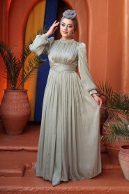 Modest Evening Dress - Draped Mint Modest Evening Dress 54041MINT - 3