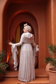 Modest Evening Dress - Ruffle Detailed Stone Modest Evening Dress 53981TAS - 5