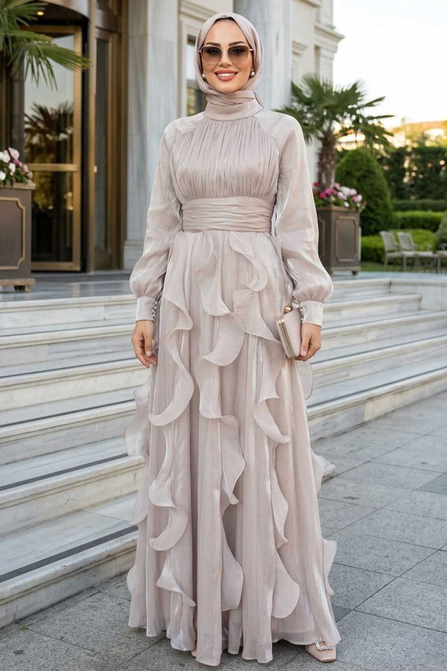 princess polly baby blue dress womens elegant beige ruffle dress puff sleeves tie back