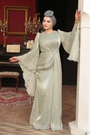 Modest Evening Dress - Ruffle Sleeve Mint Modest Evening Dress 5322MINT - 4