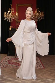 Modest Evening Dress - Ruffle Sleeve Stone Modest Evening Dress 5322TAS - 3