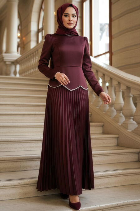 Modest Evening Dress - Satin Dark Brown Modest Evening Dress 5462KKH - 