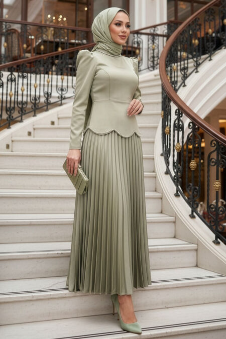 Modest Evening Dress - Satin Mint Modest Evening Dress 5462MINT - 