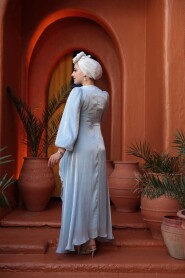 Modest Evening Dress - Side Tie Baby Blue Modest Evening Dress 62191BM - 4