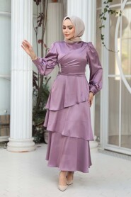 Modest Evening Dress - Tiered Skirt Dusty Rose Modest Evening Dress 62291GK - 3