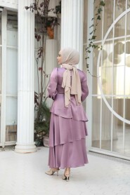 Modest Evening Dress - Tiered Skirt Dusty Rose Modest Evening Dress 62291GK - 4