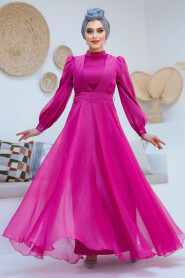 Modest Fuchsia Evening Dress 45701F - 2