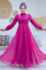 Modest Fuchsia Evening Dress 45701F 