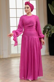 Modest Fuchsia Evening Dress 53631F - 3