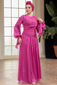 Modest Fuchsia Evening Dress 53631F - 2