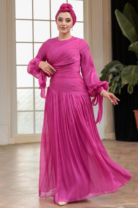 Modest Fuchsia Evening Dress 53631F - NEVA STYLE