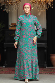 Modest Fuchsia Floral Dress 15718F - 3