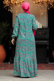 Modest Fuchsia Floral Dress 15718F - 4
