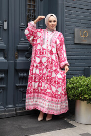 Modest Fuchsia Floral Dress 23451F - 3