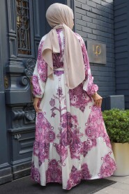 Modest Fuchsia Long Dress 23157F - 3