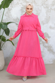 Modest Fuchsia Long Dress 30023F - 1