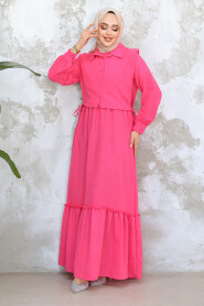 Modest Fuchsia Long Dress 30023F - 3