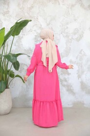 Modest Fuchsia Long Dress 30023F - 5