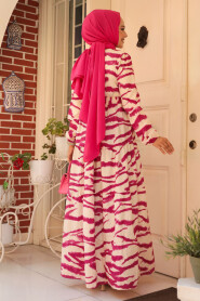 Modest Fuchsia Maxi Dress 23142F - 4