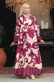 Modest Fuchsia Maxi Dress 23171F - 1