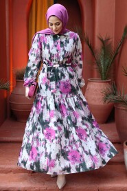 Modest Fuchsia Maxi Dress 60892F - 2