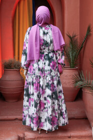 Modest Fuchsia Maxi Dress 60892F - 3