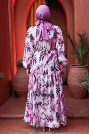 Modest Fuchsia Maxi Floral Dress 60891F - 5