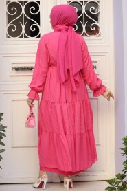 Modest Fuchsia Pastel Dress 14232FU - 3