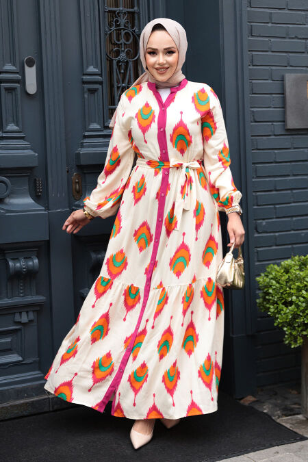 Modest Fuchsia Pastel Dress 23926F - NEVA STYLE