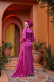 Modest Fuchsia Prom Dress 52585F - 5