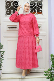 Modest Fuchsia Skirted Dual Suit 14181F - 2