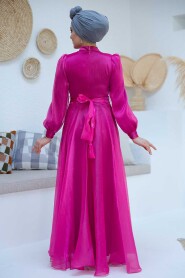 Modest Fushia Evening Dress 45701F - 5