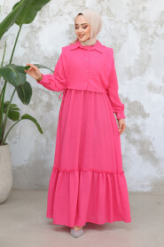 Modest Fushia Long Dress 30023F - 2