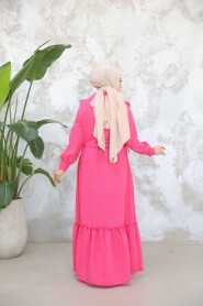 Modest Fushia Long Dress 30023F - 5