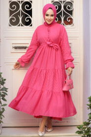 Modest Fushia Pastel Dress 14232FU - 1