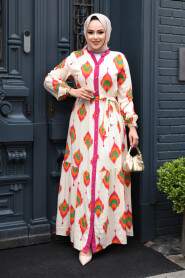 Modest Fushia Pastel Dress 23926F - 2