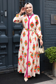 Modest Fushia Pastel Dress 23926F - 3