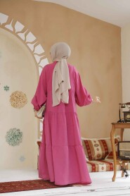 Modest Fushia Pastel Dress 536147F - 3