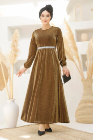 Modest Gold Elegant Evening Gowns 42541GOLD - 1