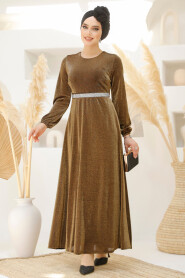 Modest Gold Elegant Evening Gowns 42541GOLD - 3