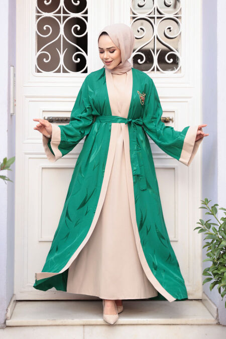 Modest Green Abaya Dress 76631Y - NEVA STYLE