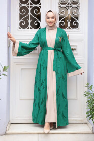 Modest Green Abaya Dress 76631Y - 3