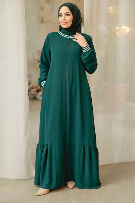 Modest Green Abaya Dubai 45276Y - NEVA STYLE