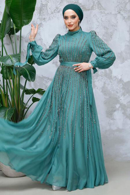 Modest Green Bridesmaid Dress 47961Y - NEVA STYLE