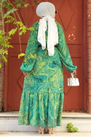 Modest Green Chiffon Dress 60941Y - 4