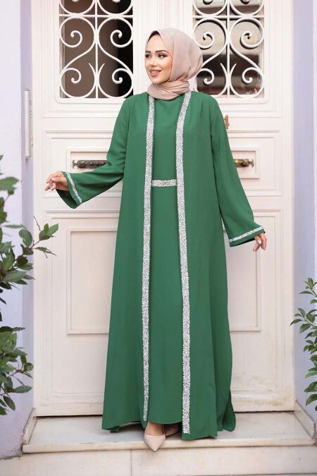 Modest Green Dress Dual Suit 76852Y - NEVA STYLE
